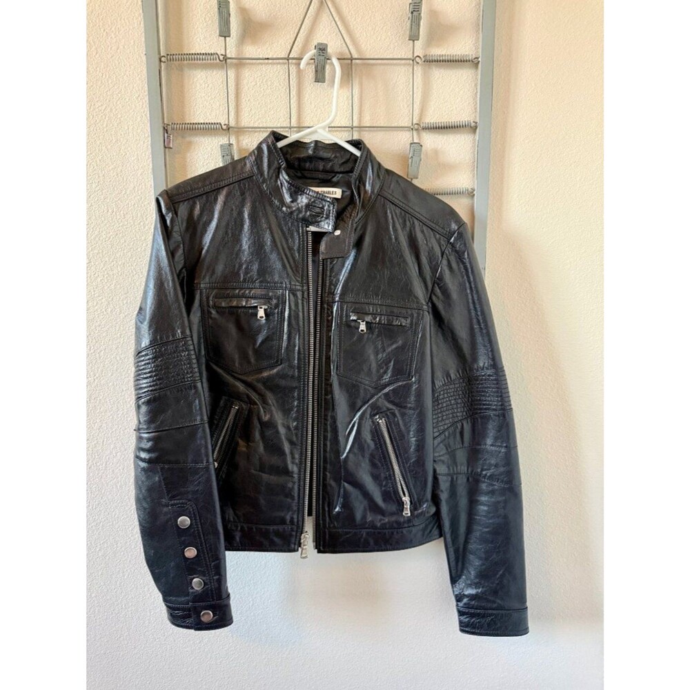 Andrew Charles by Andy Hilfiger Black 100% Genuine Leather Moto Jacket M